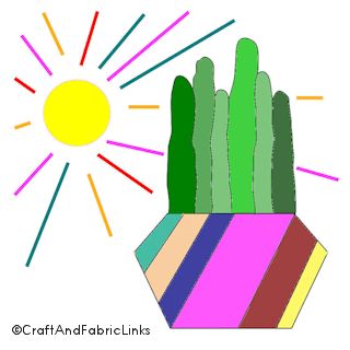 cactus pattern for painting glasswork or applique