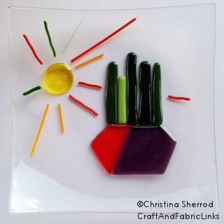 cactus and sun free pattern for glass fusing glass plate